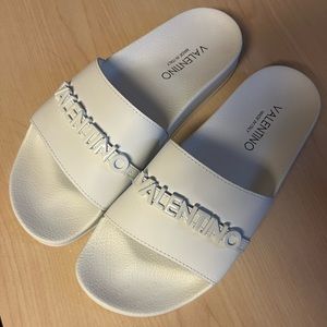 White Valentino Slides Size 10